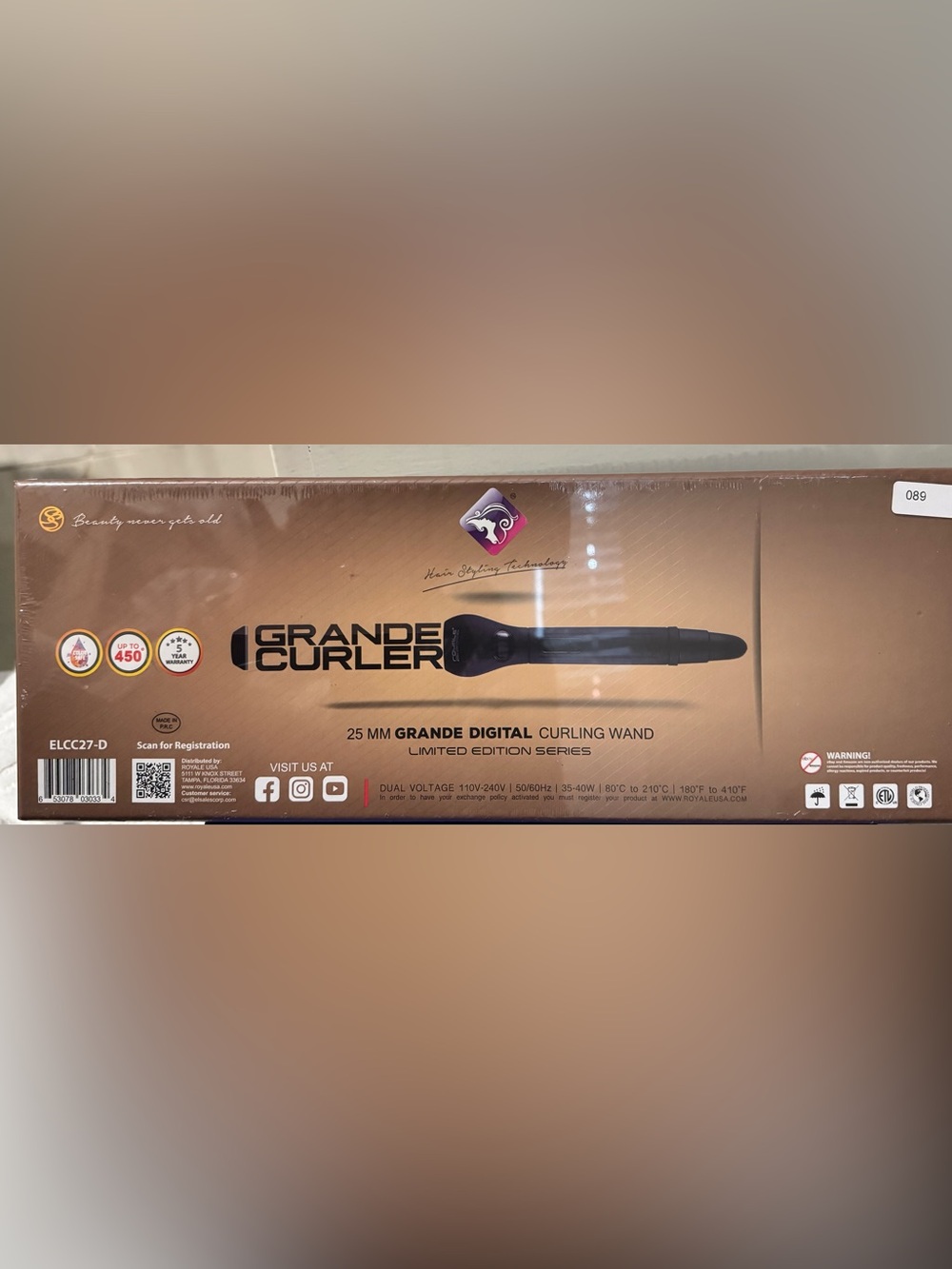 25mm Digital Curling Wand - Black and Bronze